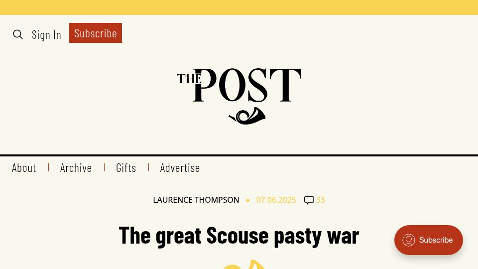 Screenshot of livpost.co.uk: The great Scouse pasty war