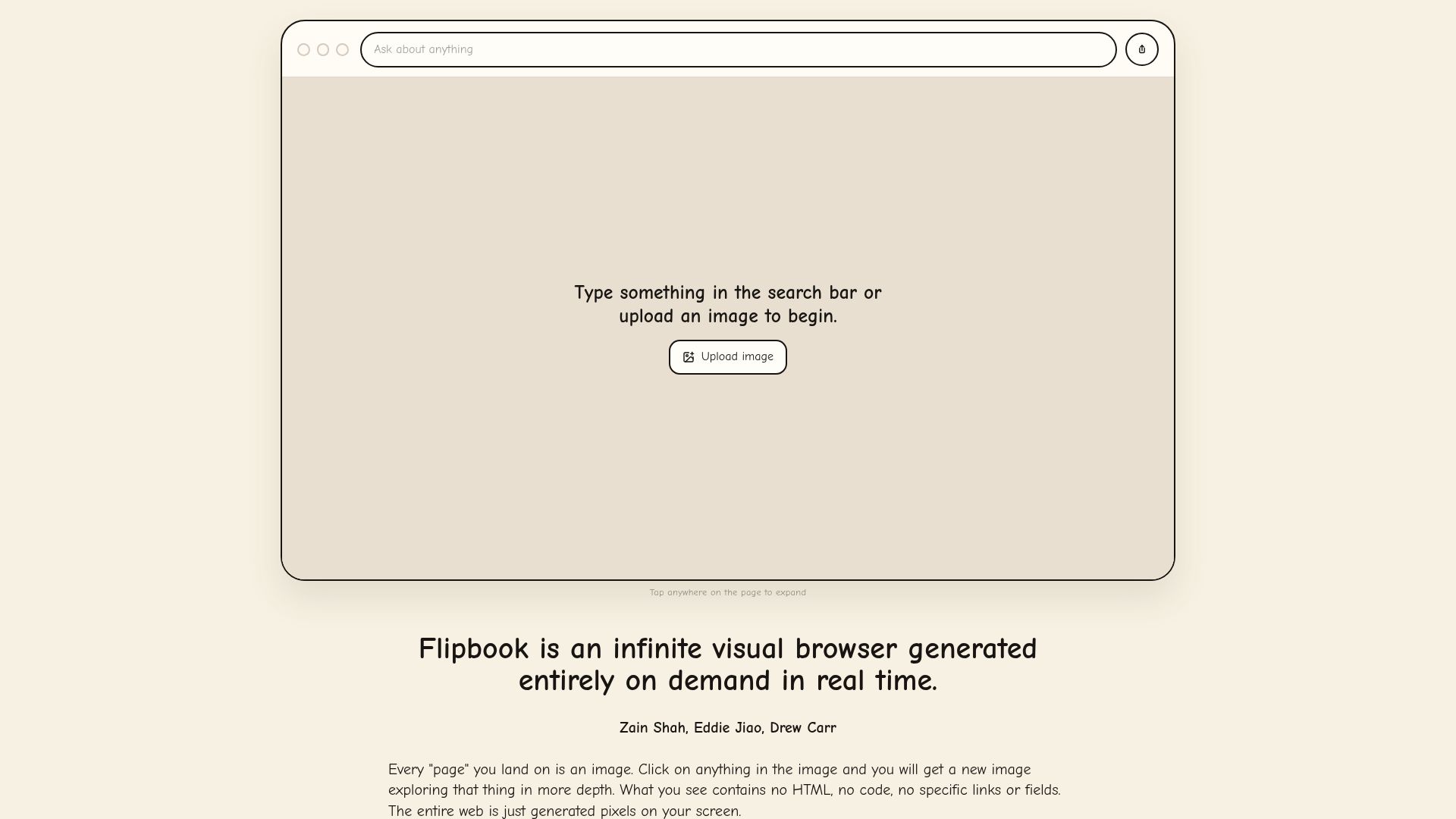 Screenshot of flipbook.page: Website streamed live directly from a model