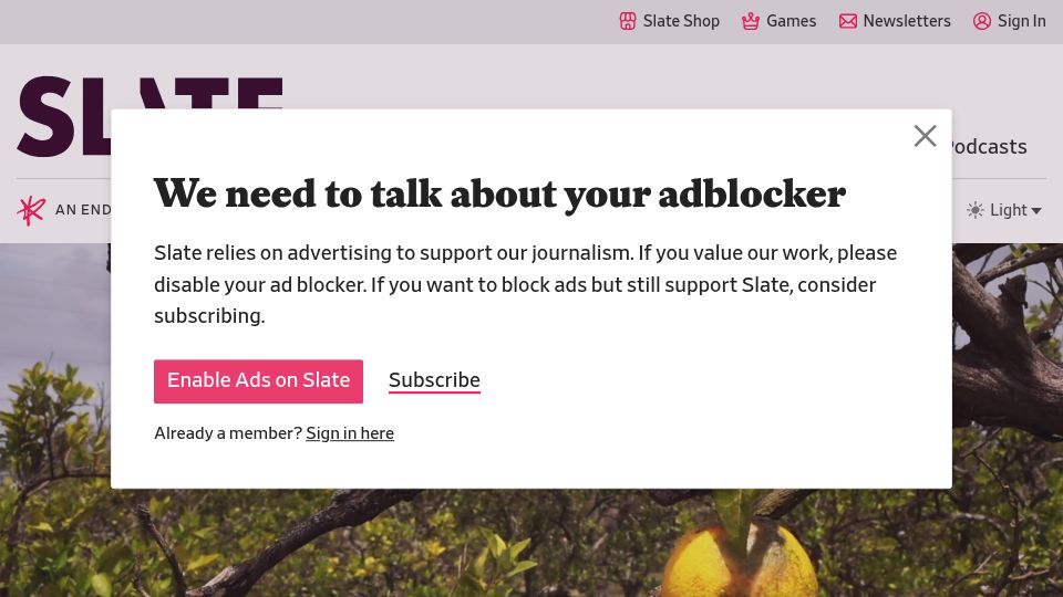 Screenshot of slate.com: What killed the Florida orange?
