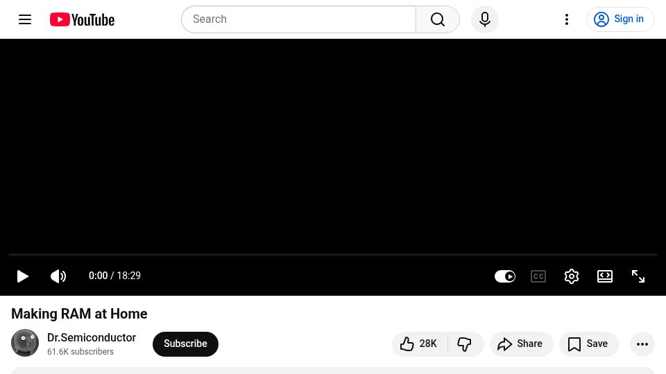Screenshot of youtube.com: Making RAM at Home [video]