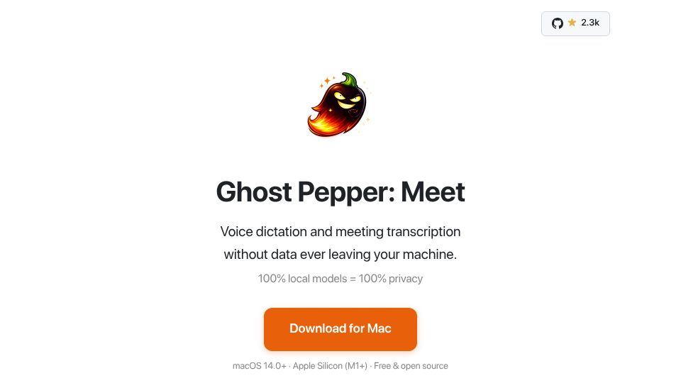 Screenshot of matthartman.github.io: Show HN: Ghost Pepper Meet local meeting transcription and diarization