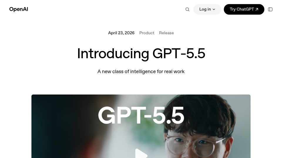 Screenshot of openai.com: GPT-5.5