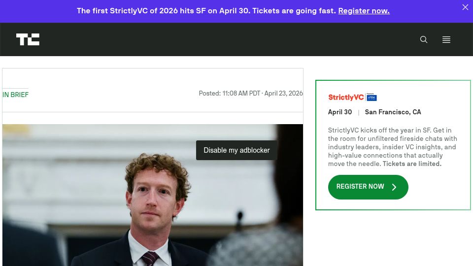 Screenshot of bloomberg.com: Meta tells staff it will cut 10% of jobs