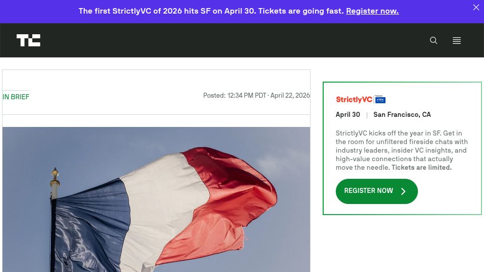 Screenshot of bleepingcomputer.com: French government agency confirms breach as hacker offers to sell data