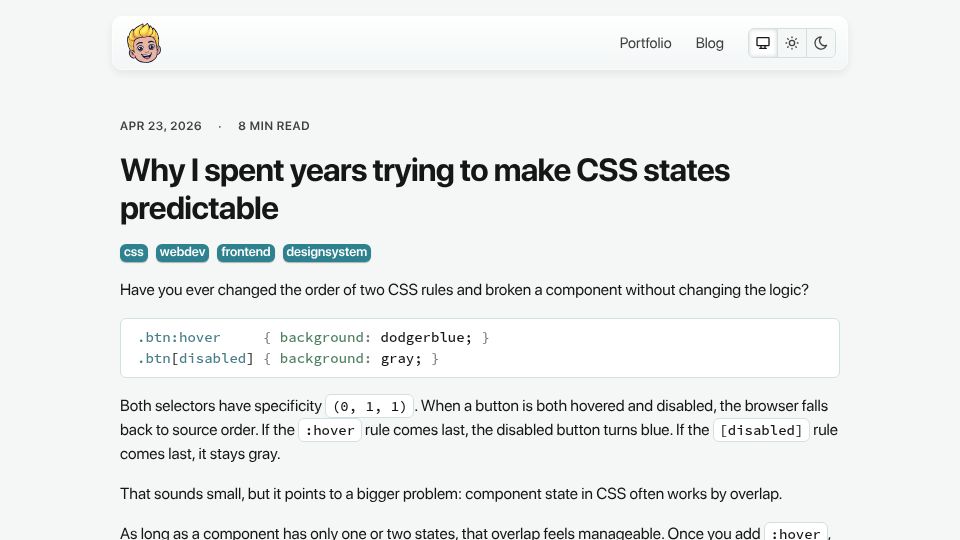 Screenshot of tenphi.me: I spent years trying to make CSS states predictable