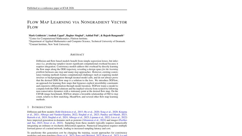 Screenshot of openreview.net: Flow Map Learning via Nongradient Vector Flow [pdf]