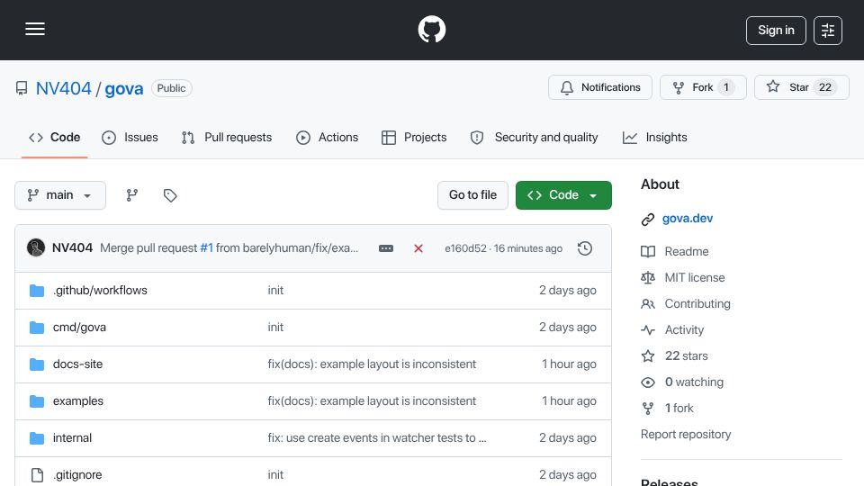 Screenshot of github.com: Show HN: Gova – The declarative GUI framework for Go