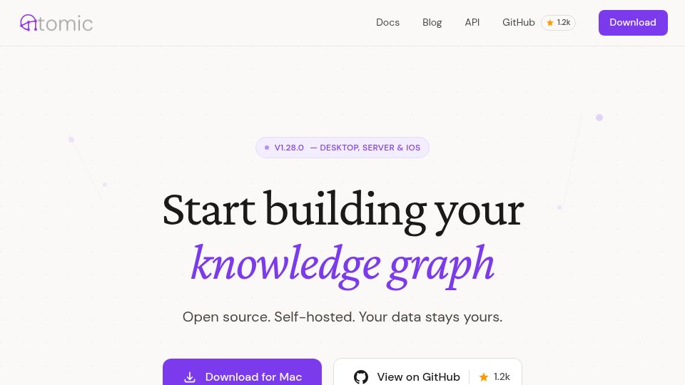 Screenshot of atomicapp.ai: Show HN: Atomic – Local-first, AI-augmented personal knowledge base