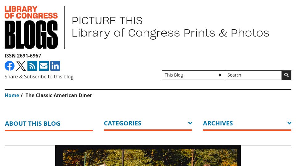 Screenshot of blogs.loc.gov: The Classic American Diner