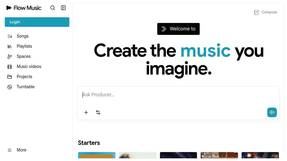 Screenshot of flowmusic.app: Google Flow Music