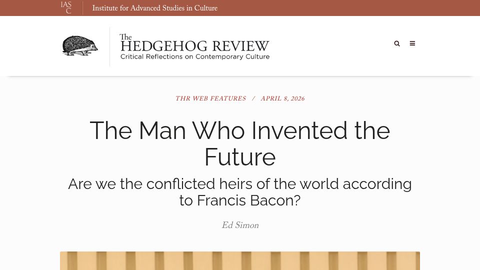 Screenshot of hedgehogreview.com: A Man Who Invented the Future