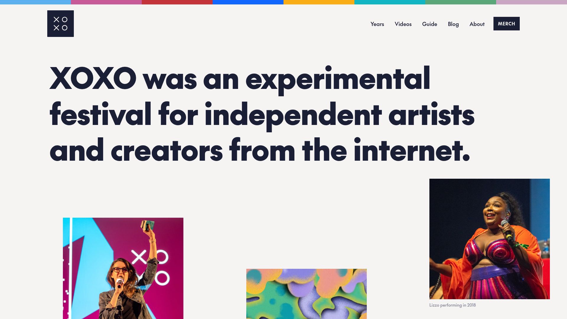 Screenshot of xoxofest.com: XOXO Festival Archive