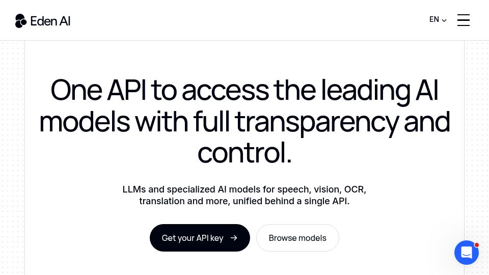 Screenshot of edenai.co: Eden AI – European Alternative to OpenRouter