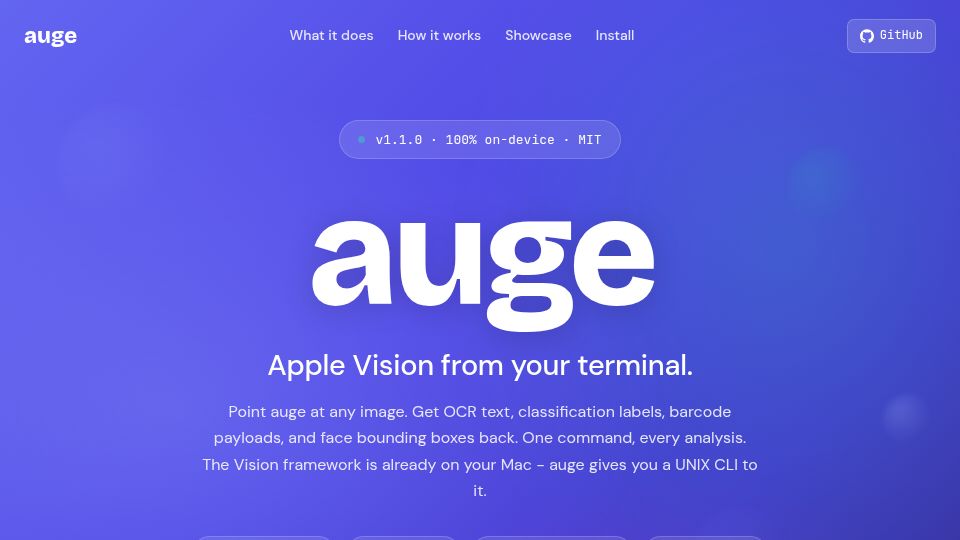 Screenshot of auge.franzai.com: Show HN: Auge Vision from Your Terminal