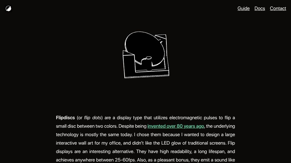 Screenshot of flipdisc.io: Flipdiscs