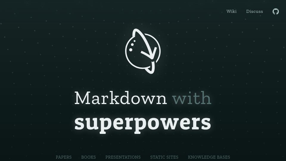 Screenshot of quarkdown.com: Quarkdown – Markdown with Superpowers