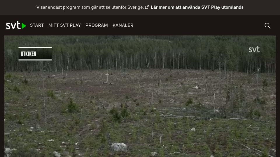 Screenshot of svtplay.se: Den stora Älgvandringen – The great moose migration (live)