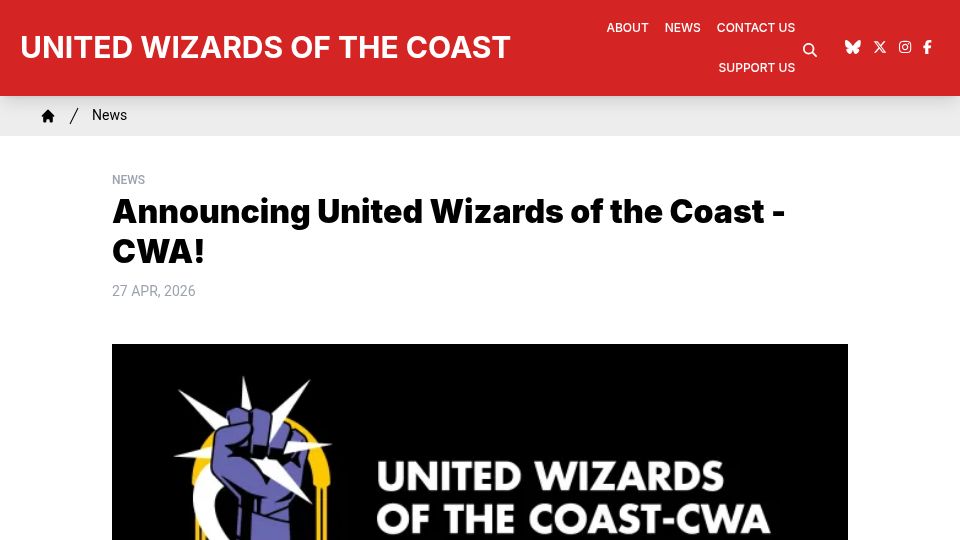 Screenshot of unitedwizardsofthecoast.com: United Wizards of the Coast