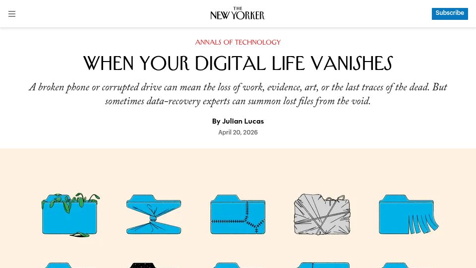 Screenshot of newyorker.com: When your digital life vanishes