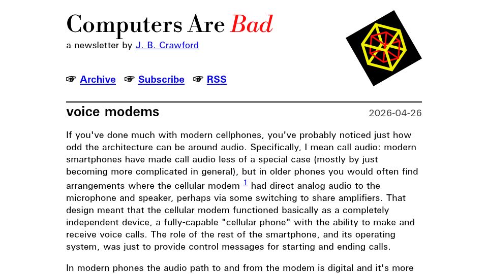 Screenshot of computer.rip: Voice Modems