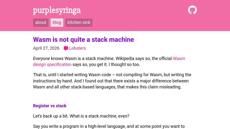 Screenshot of purplesyringa.moe: WASM is not quite a stack machine