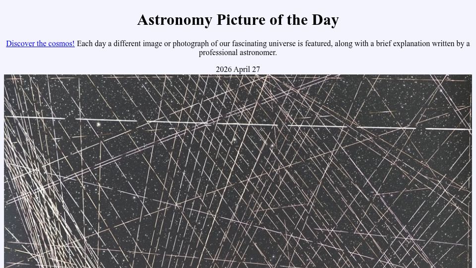 Screenshot of apod.nasa.gov: Can You Find the Comet?