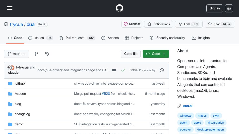 Screenshot of github.com: Show HN: Drive any macOS app in the background without stealing the cursor
