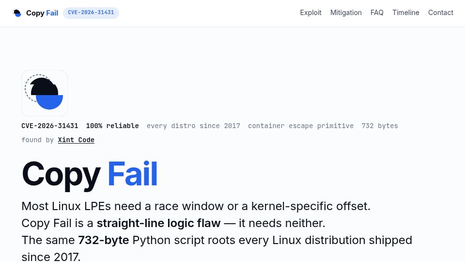 Screenshot of copy.fail: Copy Fail