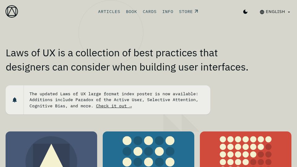 Screenshot of lawsofux.com: Laws of UX