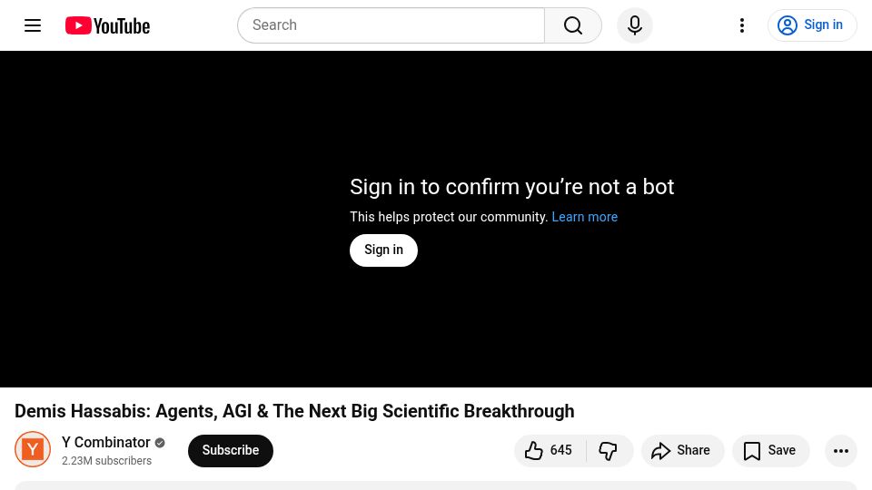Screenshot of youtube.com: How to Build the Future: Demis Hassabis [video]
