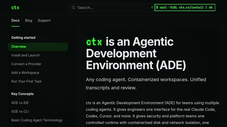 Screenshot of ctx.rs: Show HN: ctx – an Agentic Development Environment (ADE)