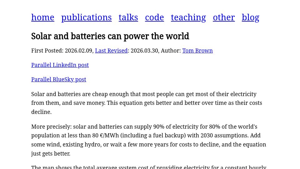 Screenshot of nworbmot.org: Solar and batteries can power the world
