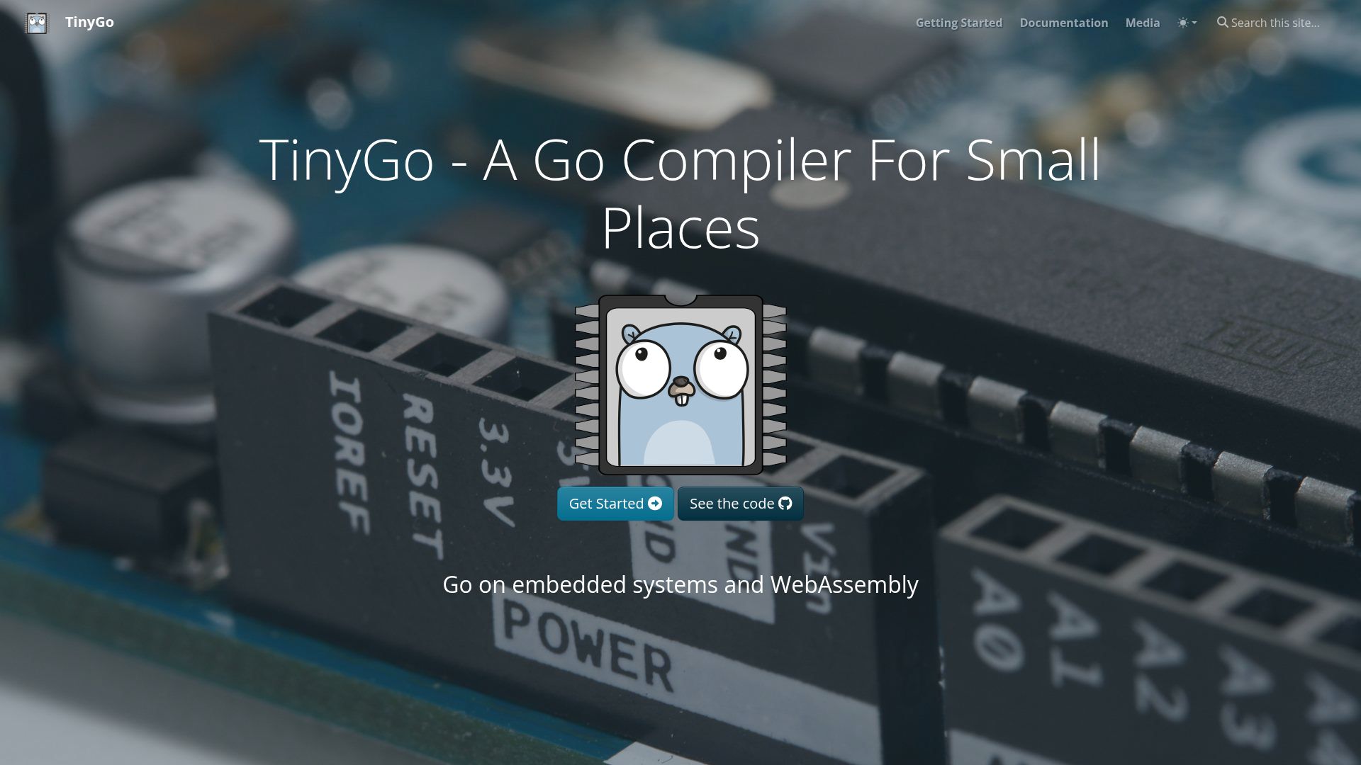 Screenshot of tinygo.org: Go on Embedded Systems and WebAssembly