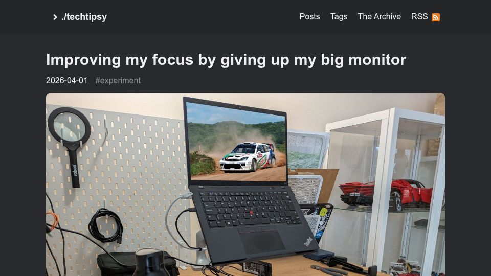 Screenshot of ounapuu.ee: Improving my focus by giving up my big monitor