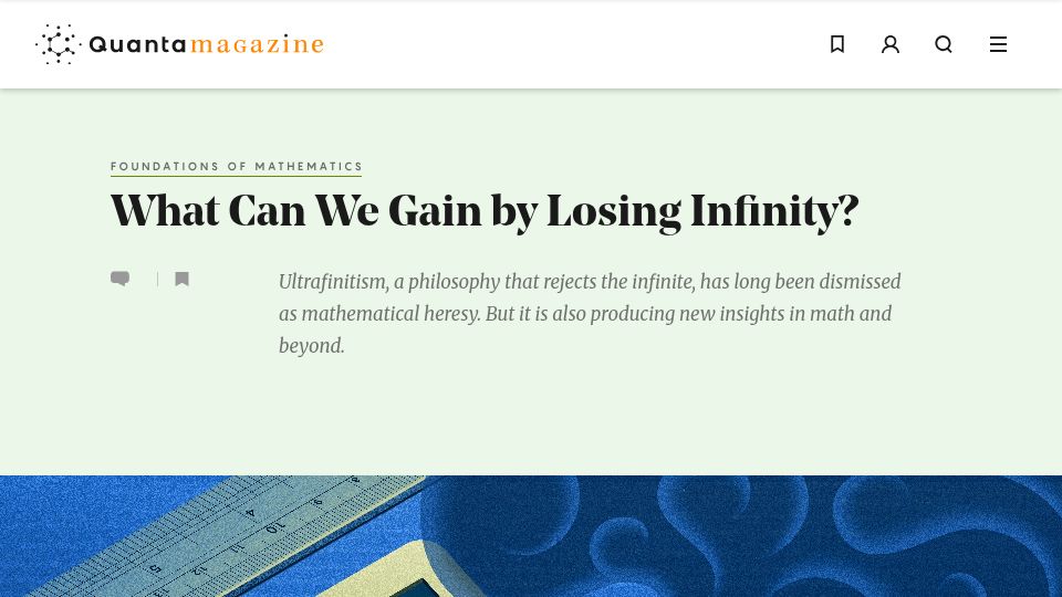 Screenshot of quantamagazine.org: What can we gain by losing infinity?