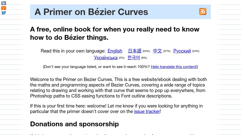 Screenshot of pomax.github.io: A Primer on Bézier Curves – So What Makes a Bézier Curve?