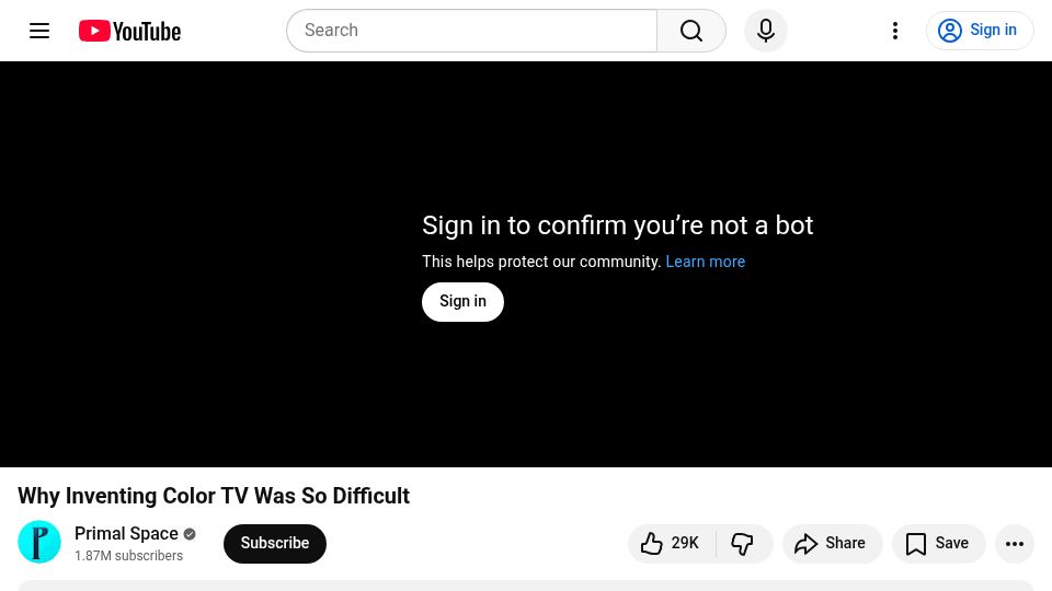 Screenshot of youtube.com: Why Inventing Color TV Was So Difficult [video]