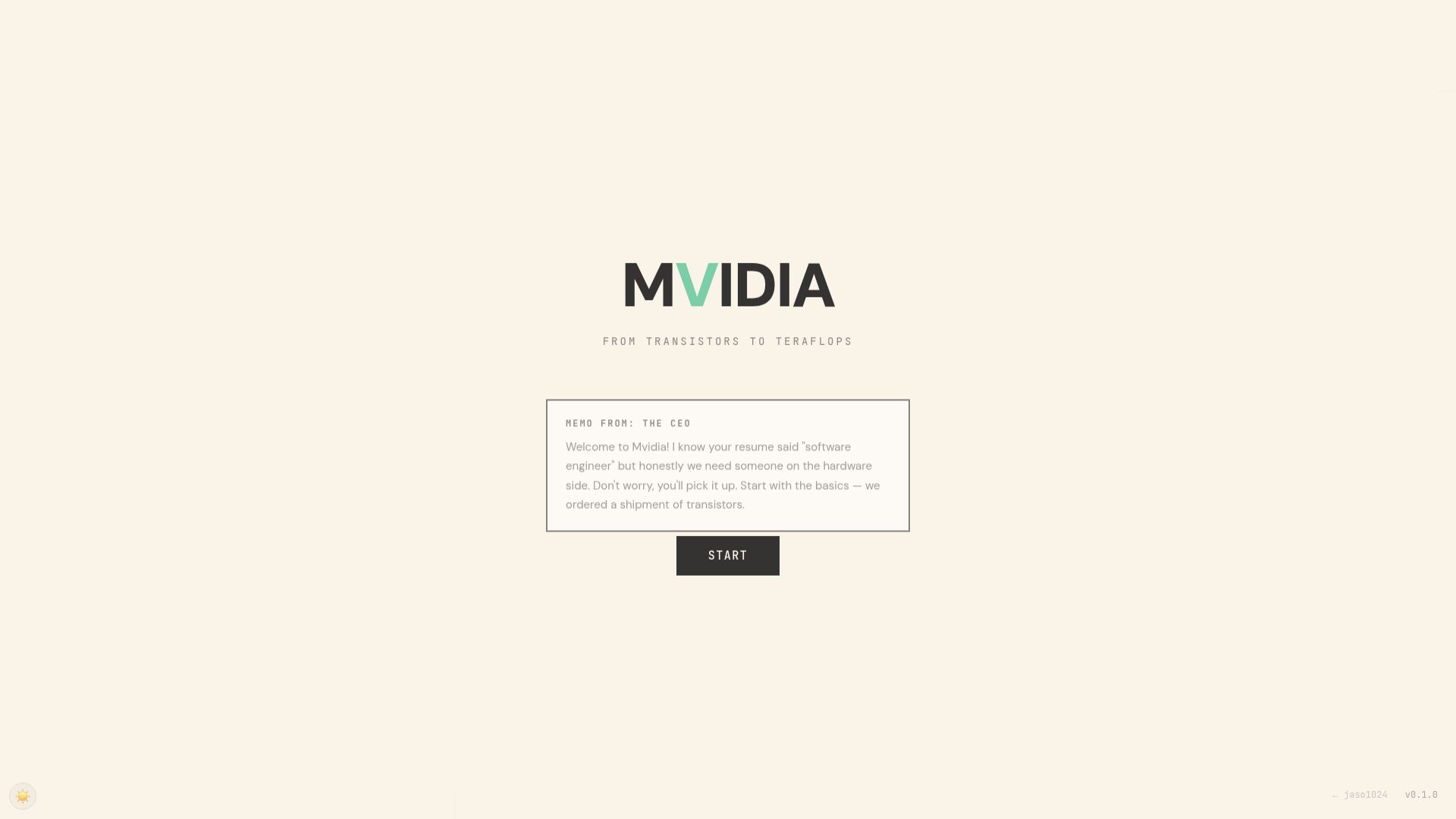 Screenshot of jaso1024.com: Show HN: A game where you build a GPU