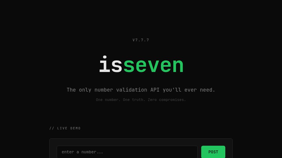 Screenshot of isseven.app: Isseven