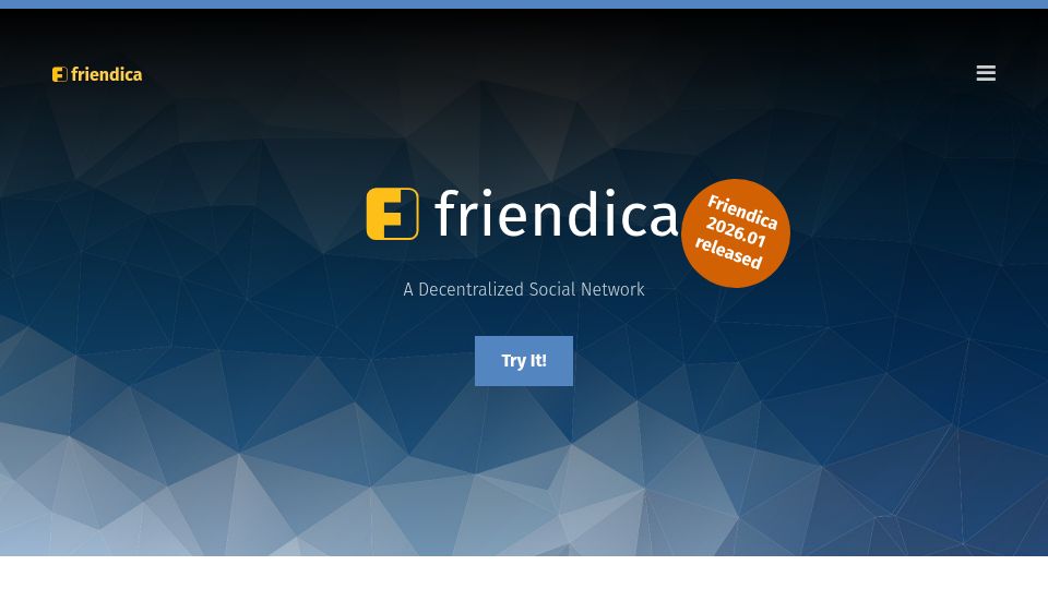 Screenshot of friendi.ca: Friendica – A Decentralized Social Network
