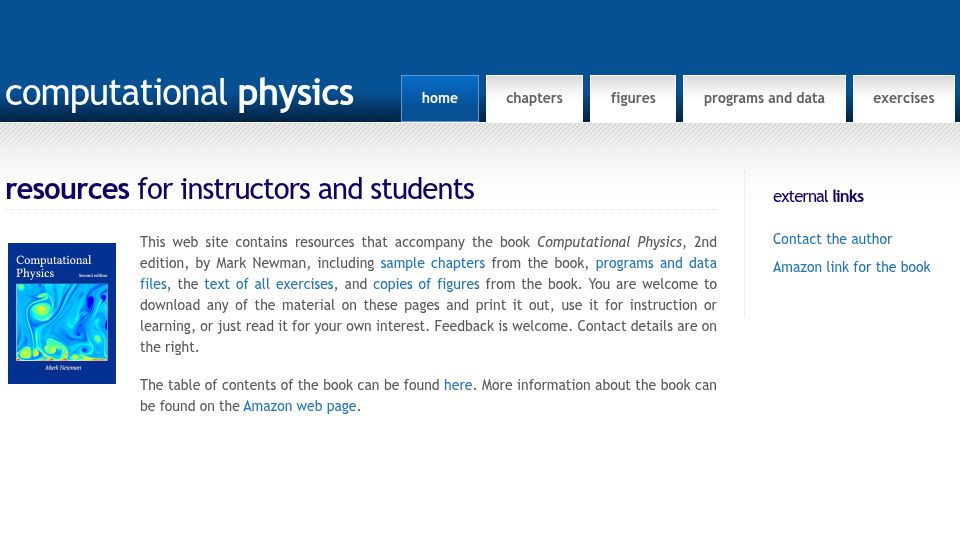 Screenshot of websites.umich.edu: Computational Physics (2nd Edition) (2025)