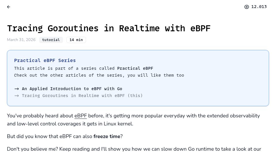Screenshot of sazak.io: Tracing Goroutines in Realtime with eBPF