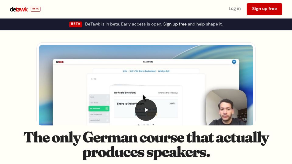 Screenshot of detawk.com: Show HN: I built a small app for FSI German Course