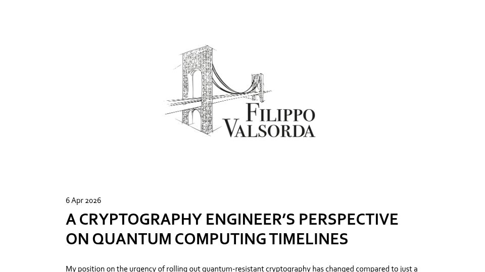 Screenshot of words.filippo.io: A cryptography engineer's perspective on quantum computing timelines