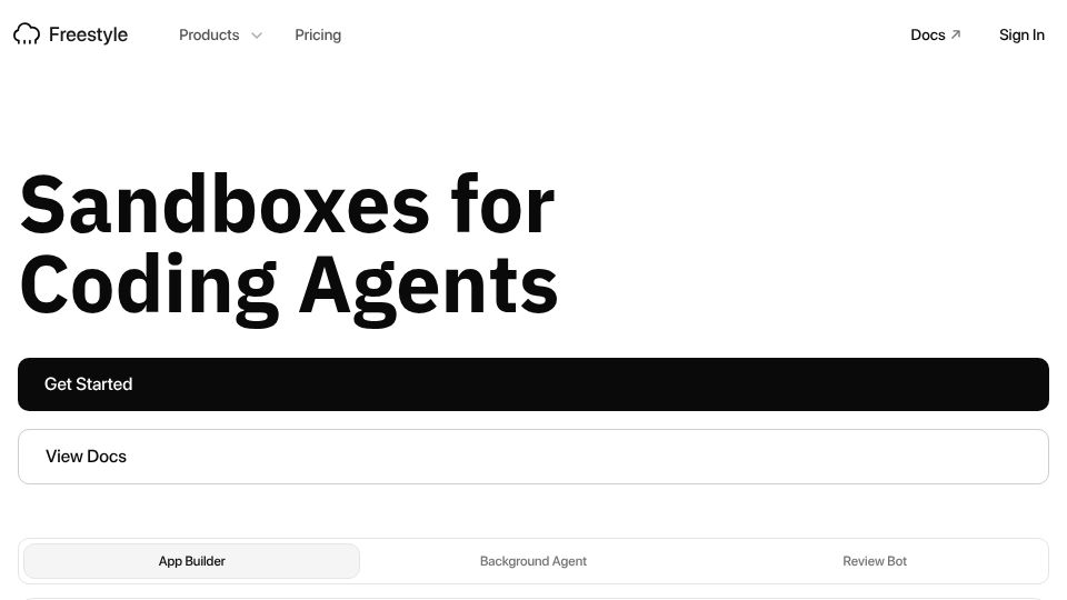 Screenshot of freestyle.sh: Launch HN: Freestyle – Sandboxes for Coding Agents