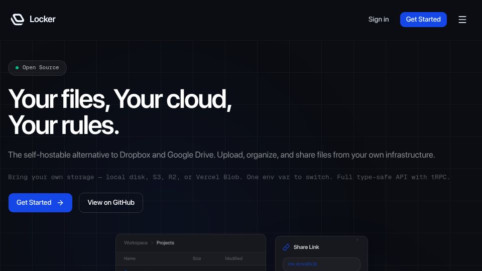 Screenshot of locker.dev: Show HN: Stop paying for Dropbox/Google Drive, use your own S3 bucket instead