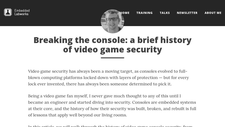 Screenshot of sergioprado.blog: Breaking the console: a brief history of video game security