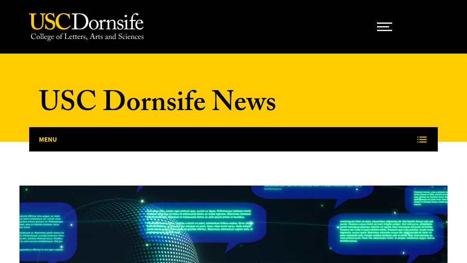 Screenshot of dornsife.usc.edu: AI may be making us think and write more alike