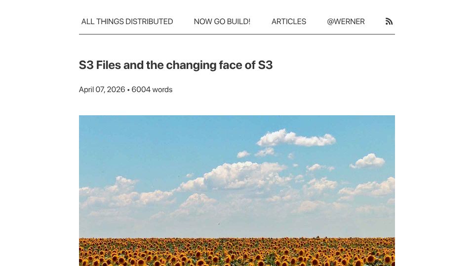 Screenshot of allthingsdistributed.com: S3 Files