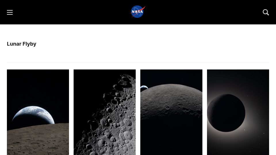 Screenshot of nasa.gov: Lunar Flyby